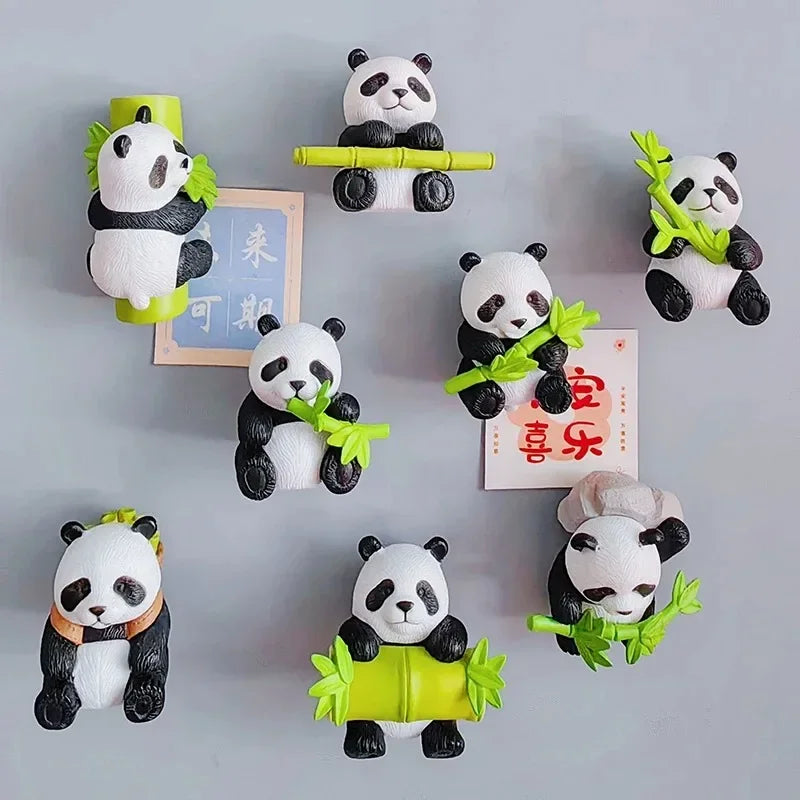 6-Piece Cartoon Animal Resin Fridge Magnets – Cute Panda Set