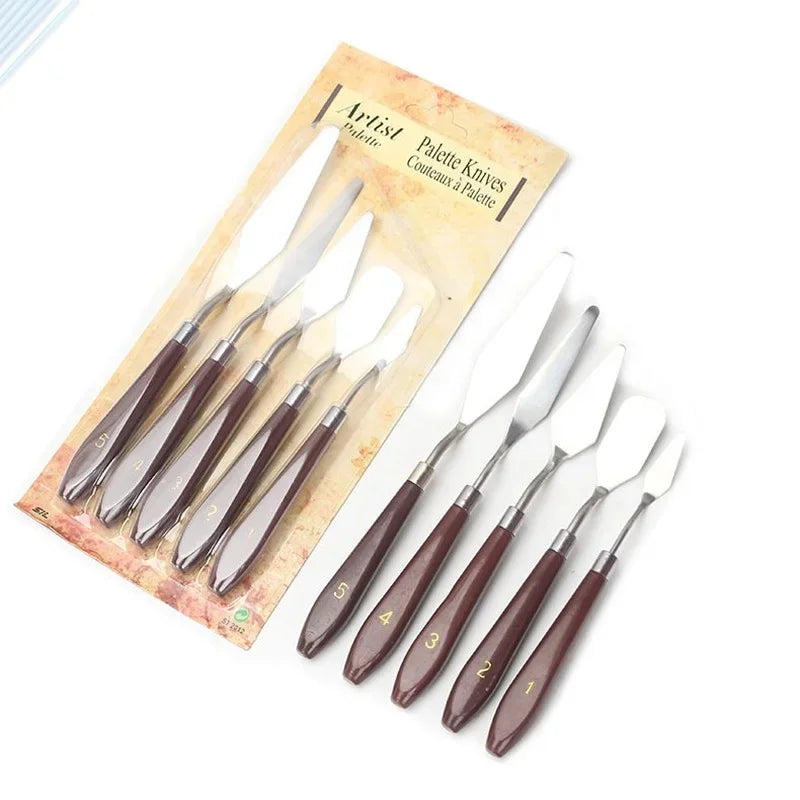 5-Piece Palette Knife Set – Acrylic, Oil & Gouache Paint Spatulas