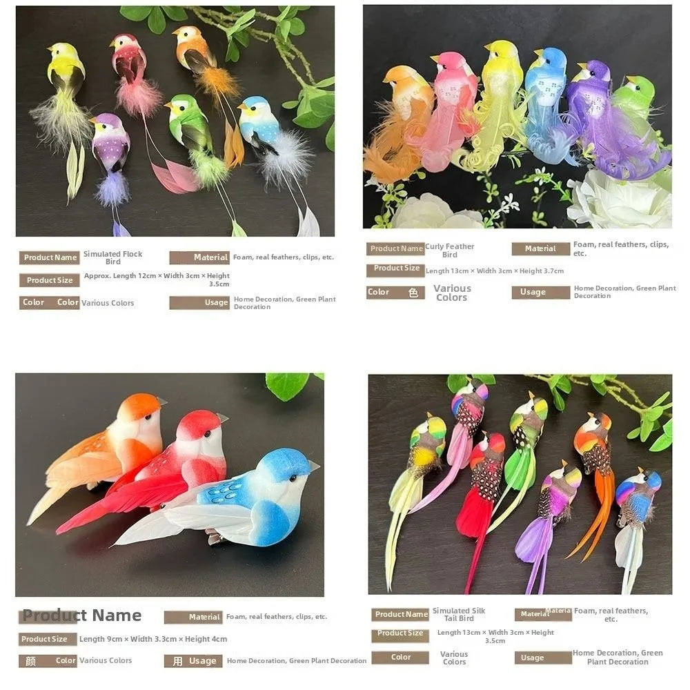 Artificial Feather Birds with Clip Set of 6 – Home & Wedding Decor