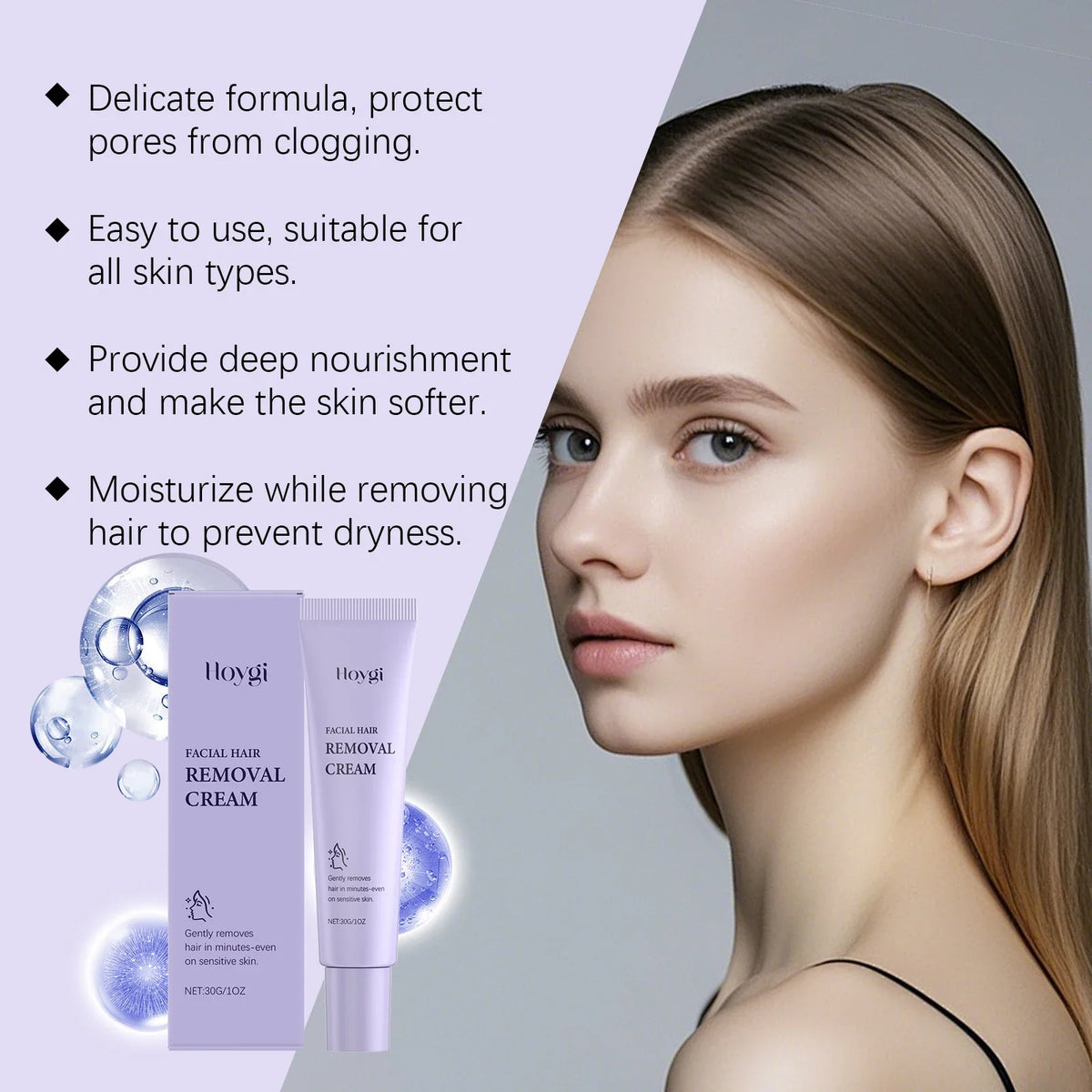 Hoygi Face Hair Removal Cream – Painless & Gentle 30g