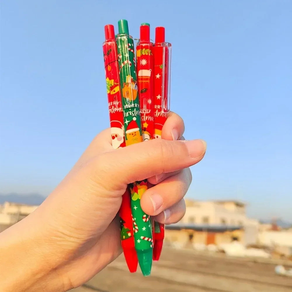 10-Pack Christmas Cartoon Gel Pens 0.5mm Black Ink | Press Pens