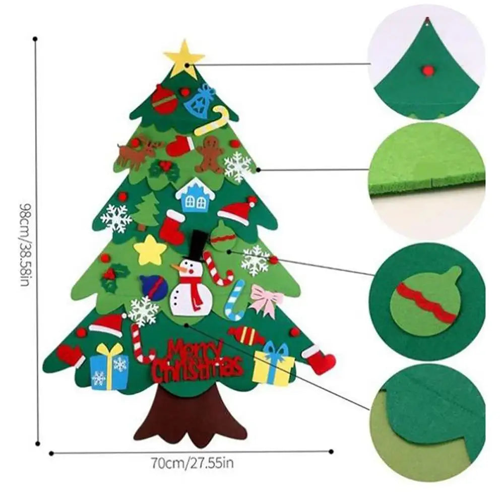 Felt Christmas Tree Montessori Kids Toddlers Detachable Ornaments