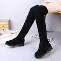 Women's Winter Knee-High Lace-Up Velvet Wedge Boots