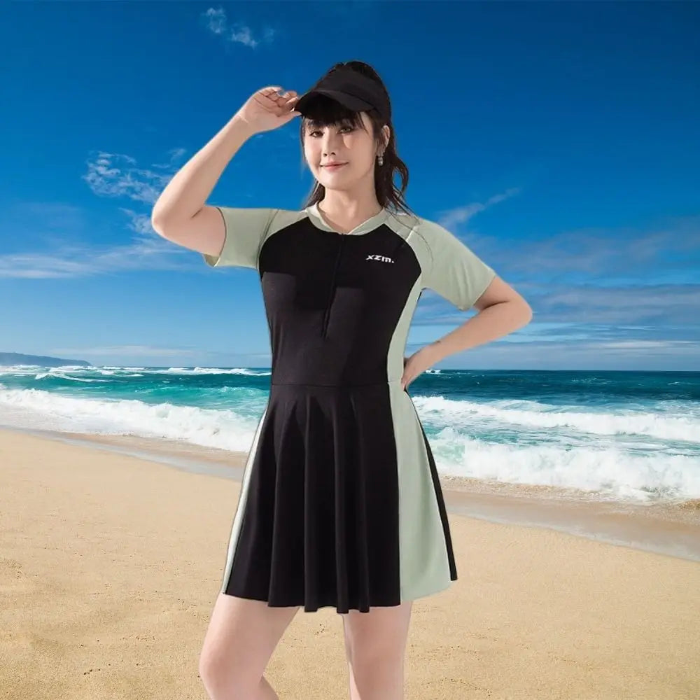 Women's Short Sleeve Swimsuit – Loose Milk Ice Silk Cover-Up