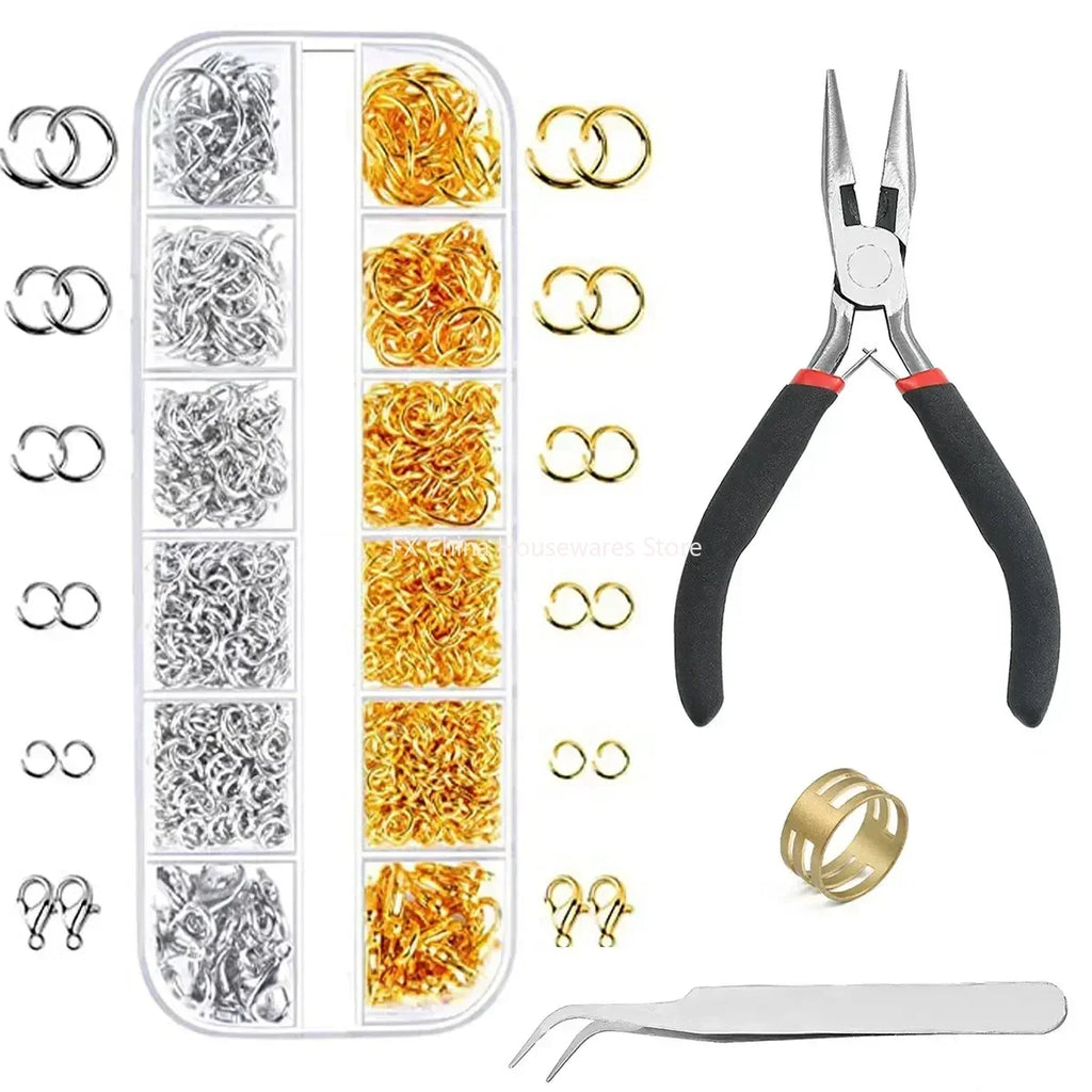 1200pcs DIY Jewelry Making Kit – Jump Rings, Clasps & Pliers