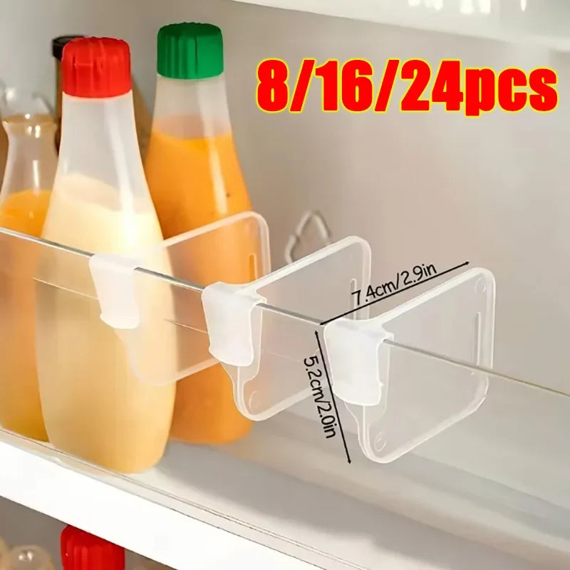 Clear Adjustable Fridge Organizer Dividers – Set of 8/16/24