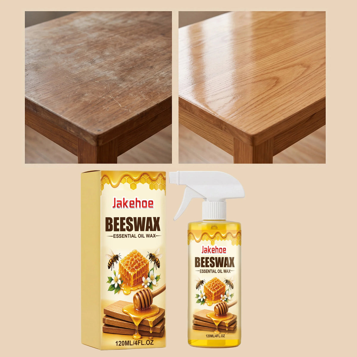 JAKEHOE 120ml Beeswax Furniture Spray | Polish, Clean & Protect Wood
