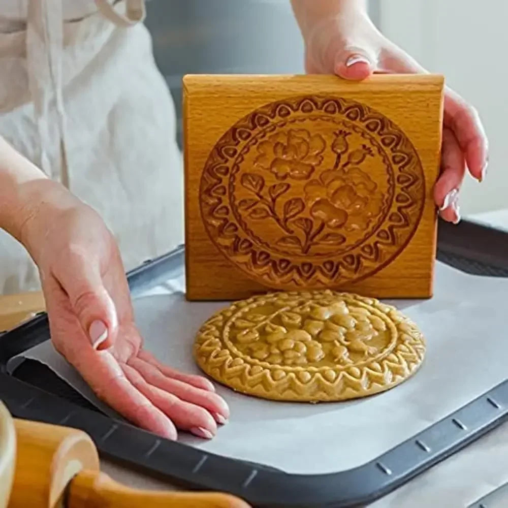 DIY Wooden Shortbread Mold Raspberry Heart Carved Gingerbread Cookie