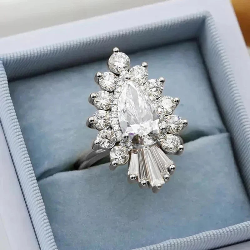 Huitan Women's Sparkling CZ Wedding Ring | Elegant Band
