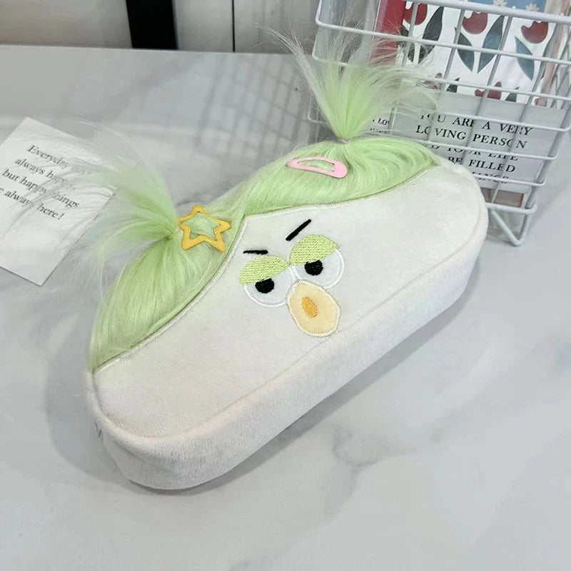 Kawaii Plush Pencil Case – Large Capacity Cartoon Big Mouth Girl