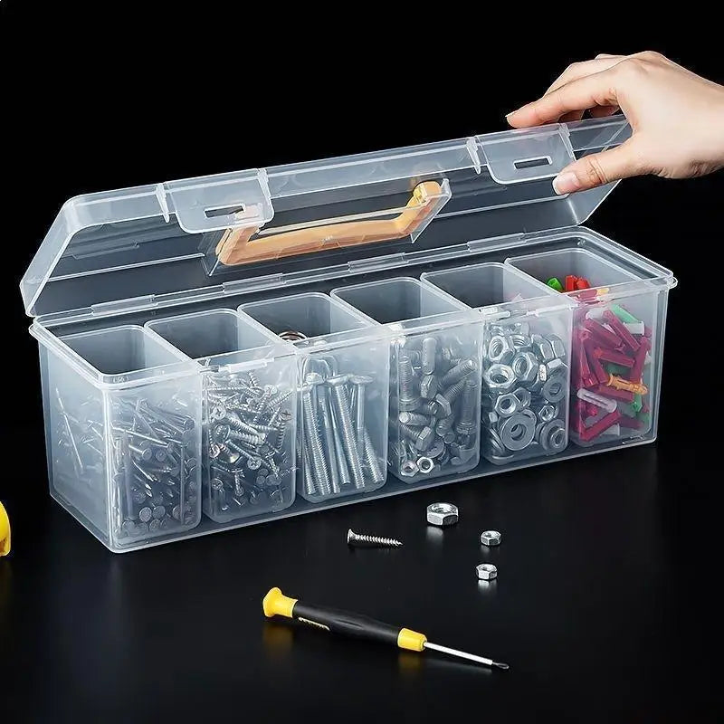 Multi-Compartment Transparent Tool Organizer Storage Box