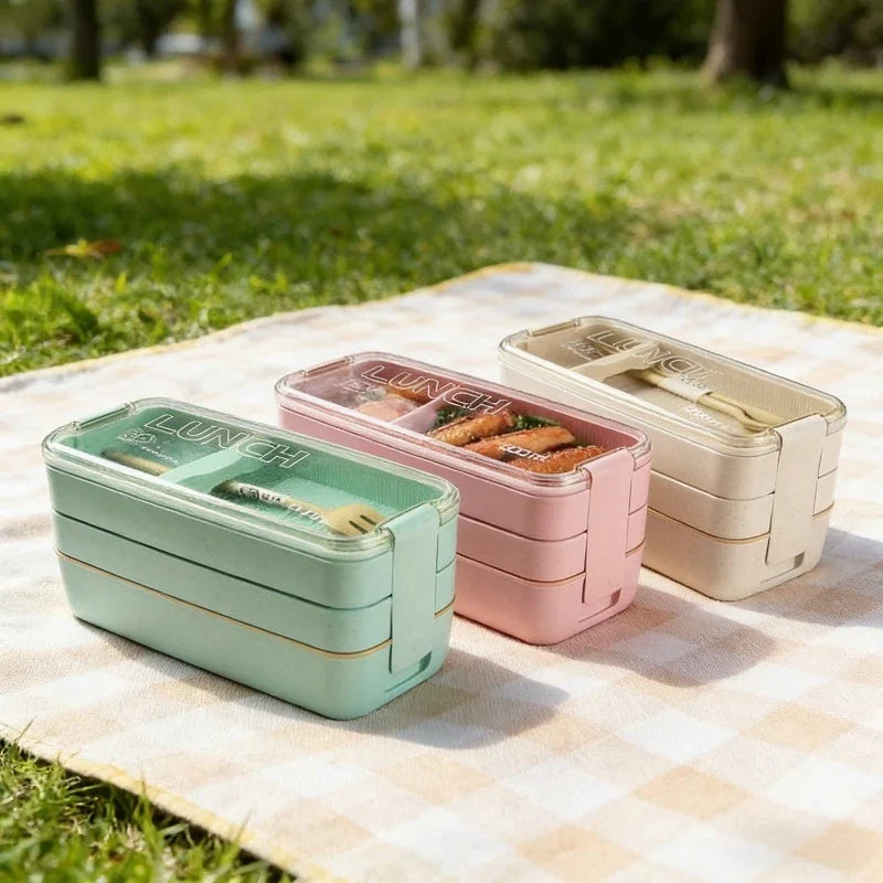 1 Wheat Straw Bento Box Reusable Portable Lunch Container Compartment