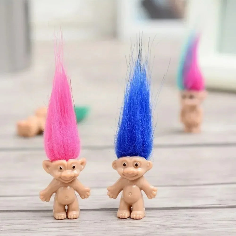 5 Mini Troll Dolls Anime Action Figure Colorful Hair Family Members