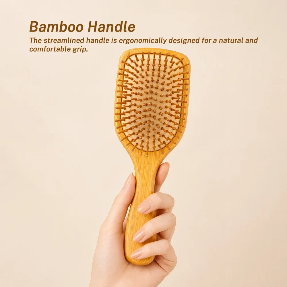 Bamboo Air Cushion Massage Hairbrush – Anti-Static Comb