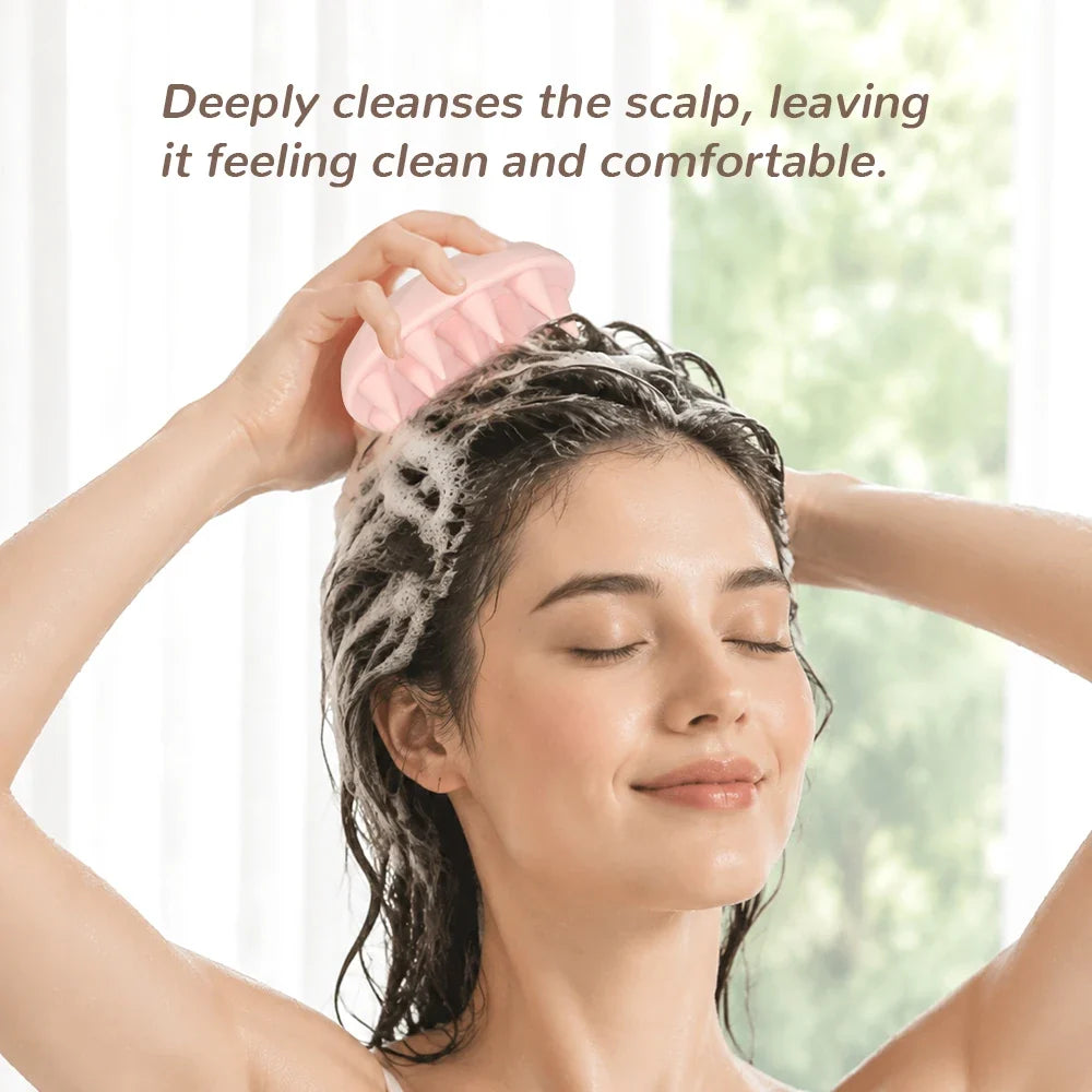 Silicone Scalp Massage Brush – Hair Wash & Body Scrubber