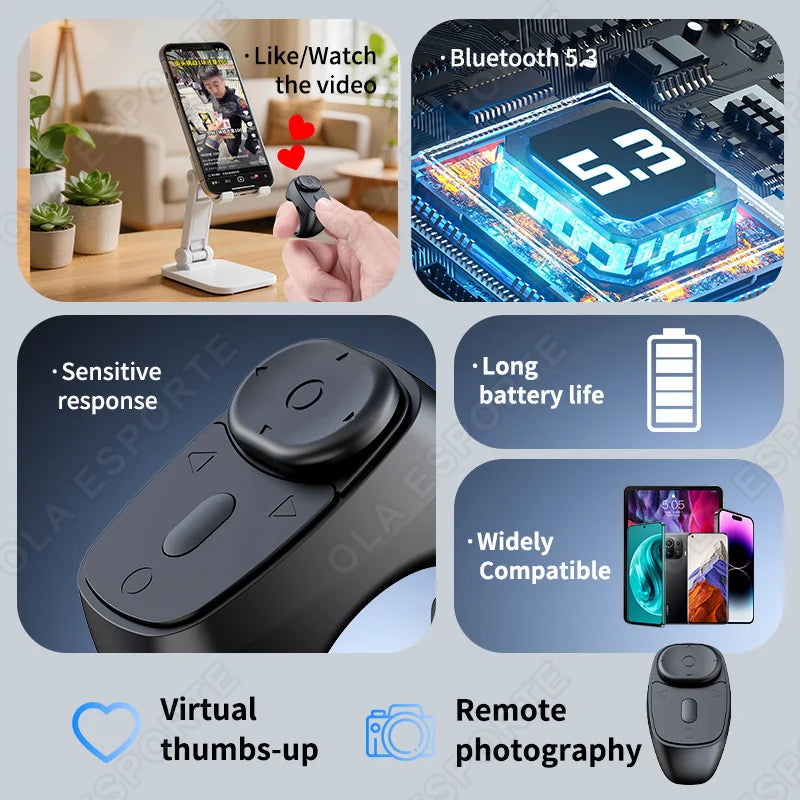 Wireless Bluetooth Remote Control Video Scrolling Ring Page Turner