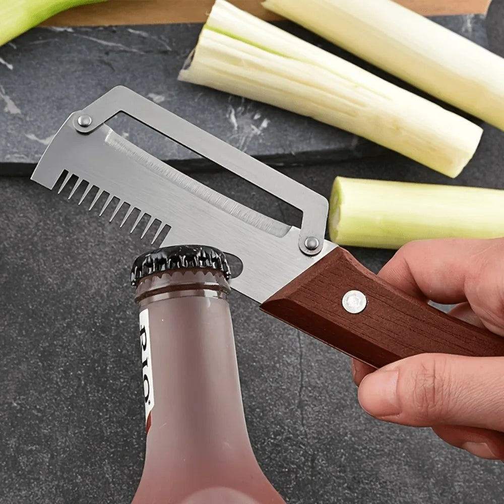 Stainless Steel Vegetable Peeler & Slicer – Wooden Handle