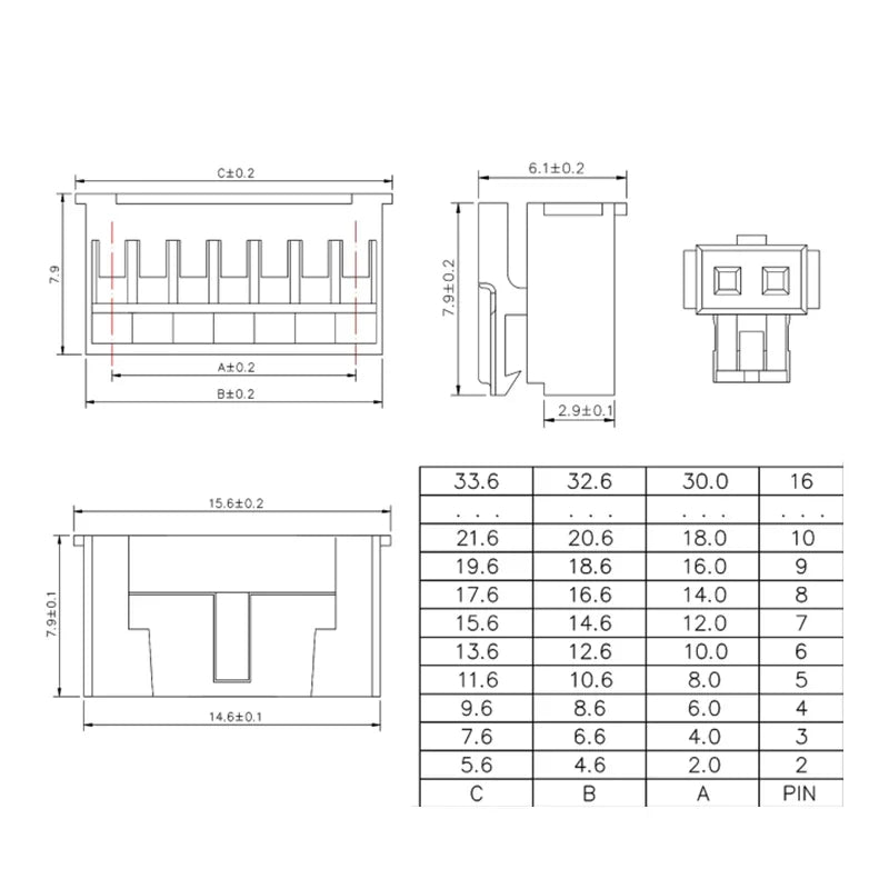 HY Pitch Connector 2P 3P 4P 5P 6P 7P 8P 9P 10P 11P 12 Pin Cable HY2 0