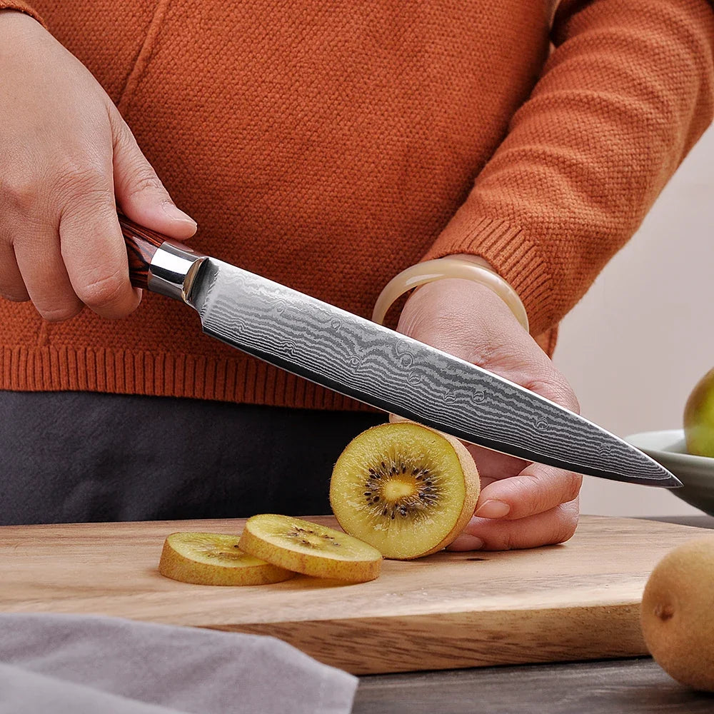 Sunnecko 8" Damascus Steel Slicing Knife – VG10 Core, HRC60+
