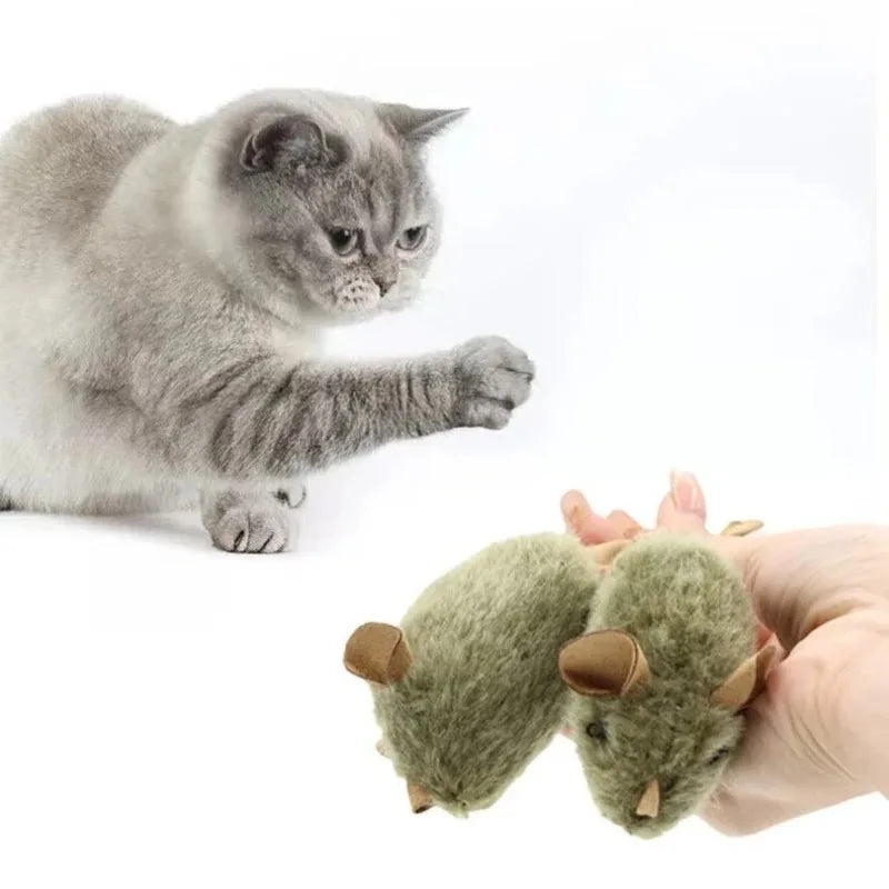Interactive Plush Mouse Cat Toy – Chirping Faux Fur Kitten Toy