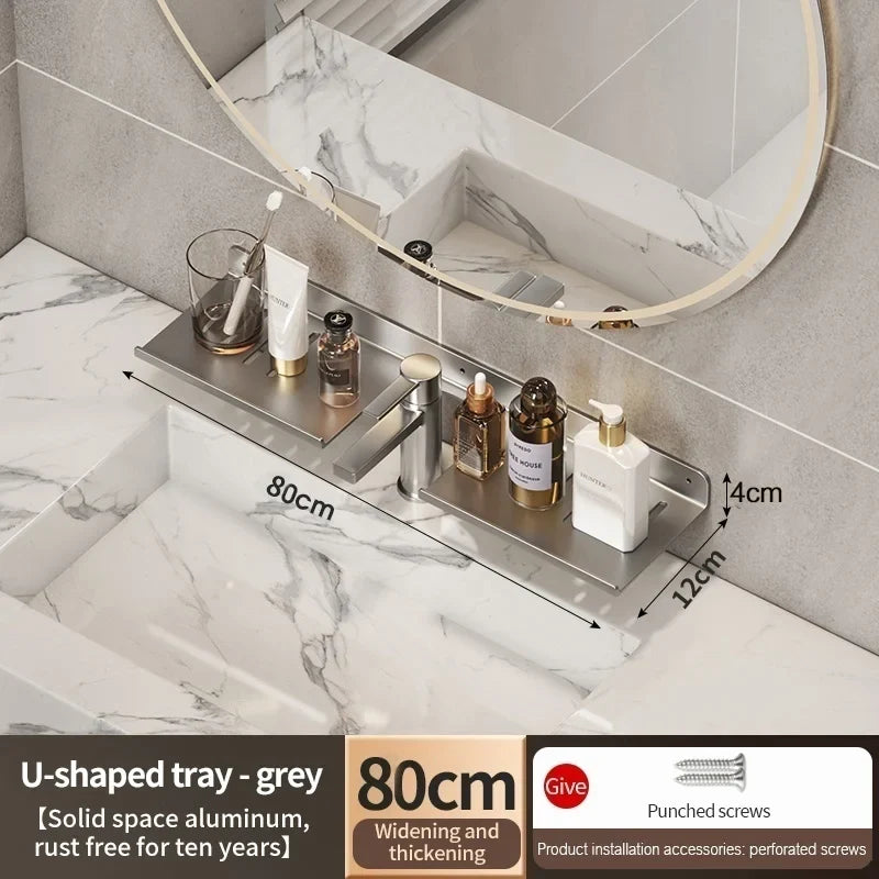 Aluminum Bathroom Wall Shelf & Washbasin Storage Rack | YUNJIEYA