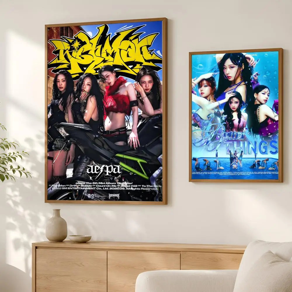 aespa HD Self-Stick Music Poster – Waterproof K-Pop Wall Art
