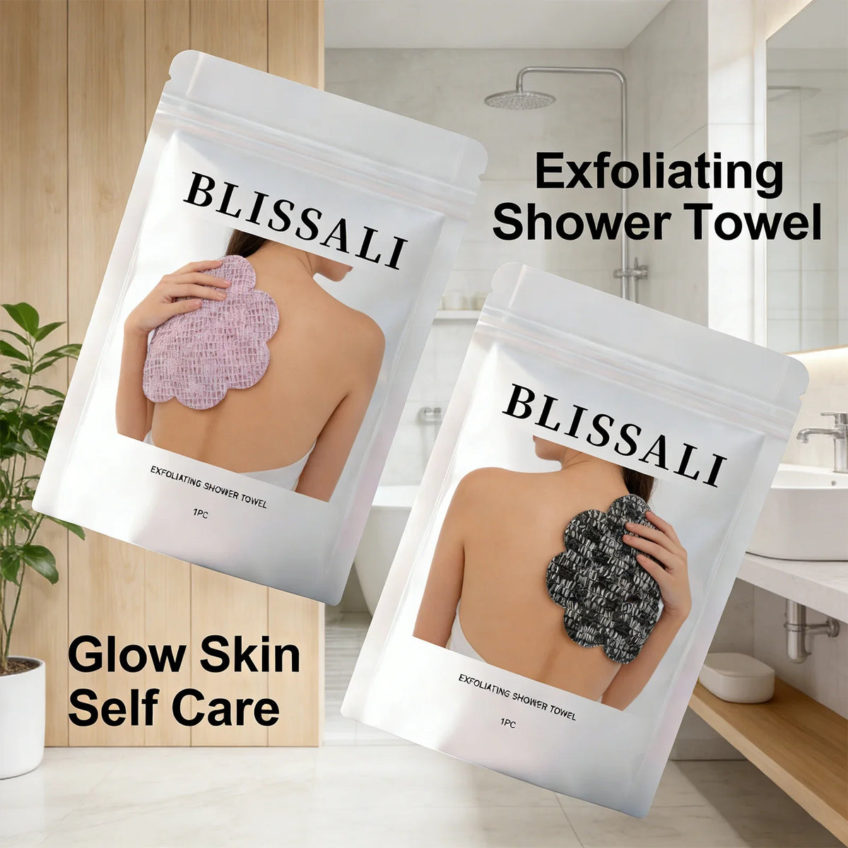 Dual-Sided Exfoliating Body Towel – Back Scrubber & Bath Sponge