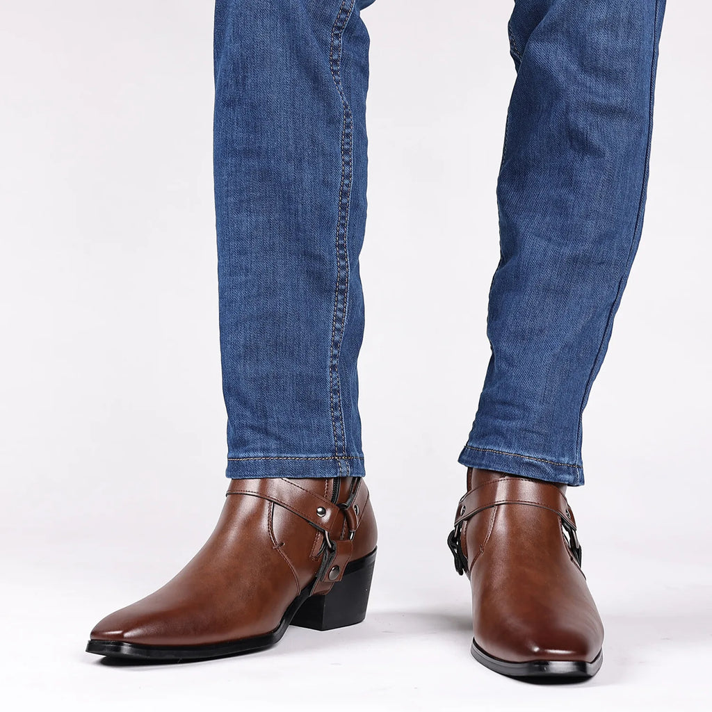 YBQJOO Men's Zip Chelsea Boots – Pointed Toe Dress Ankle Boots