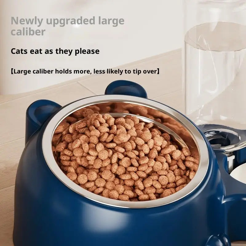 2-in-1 Tilted Pet Bowl & Auto Water Dispenser for Cats & Dogs