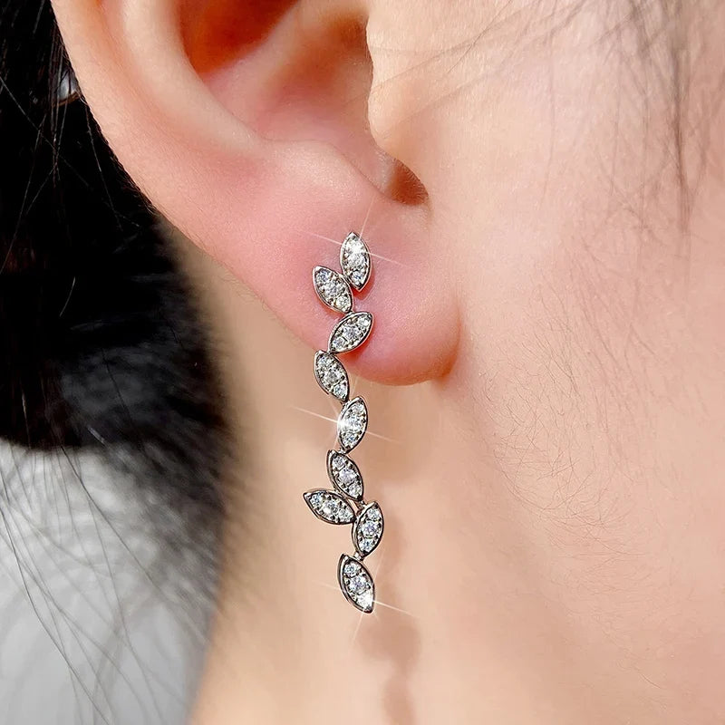Huitan CZ Crystal Geometric Drop Earrings | Bridal Jewelry