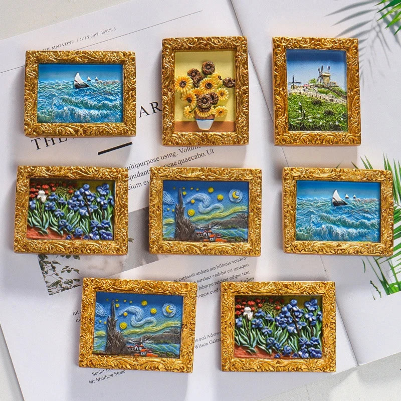 World Famous Painting Van Gogh Picture Frame 3d Fridge Magnets Starry