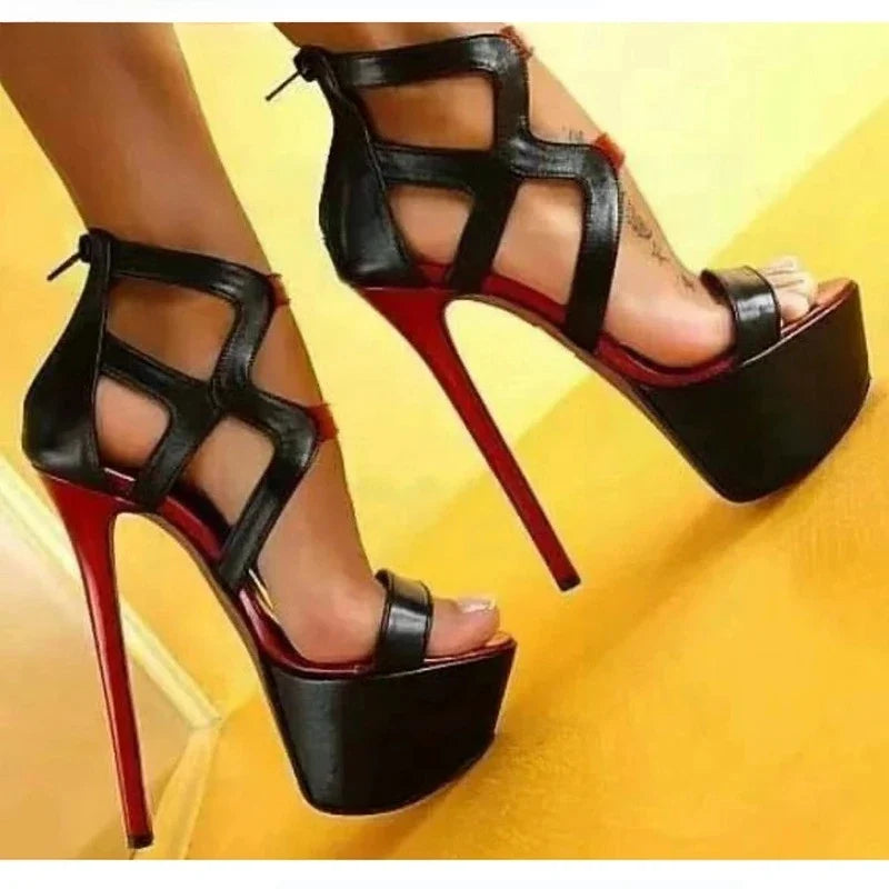Women's Gladiator High Heel Platform Sandals – Open Toe Zip