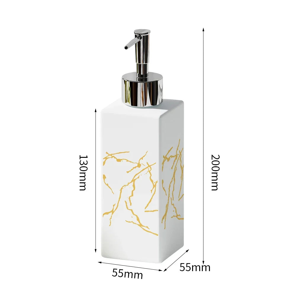 410ml Ceramic Marble Soap Dispenser | Refillable Press Pump