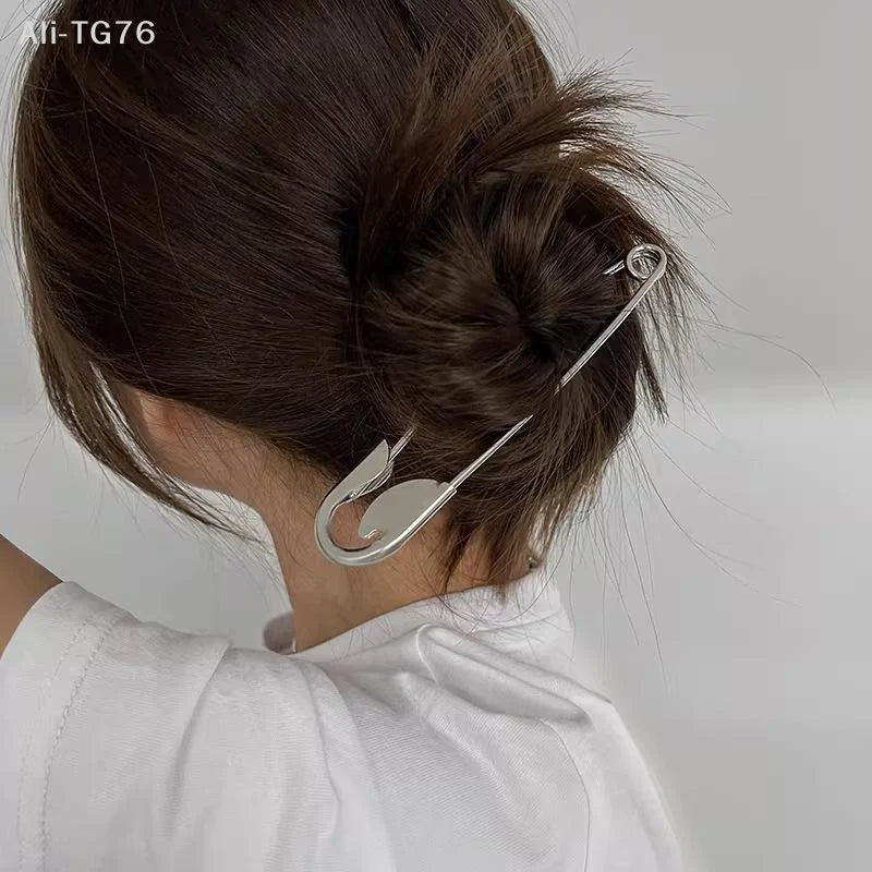 Safety Pin Metal Hair Claw Clip Barrette | Women & Girls