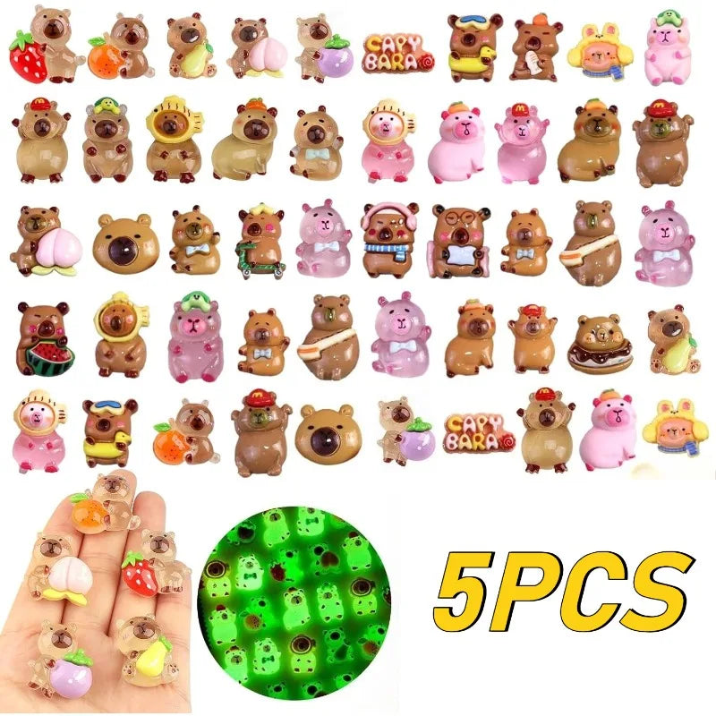 Luminous Capybara Mini Resin Animals Figurines Desktop Tabletop