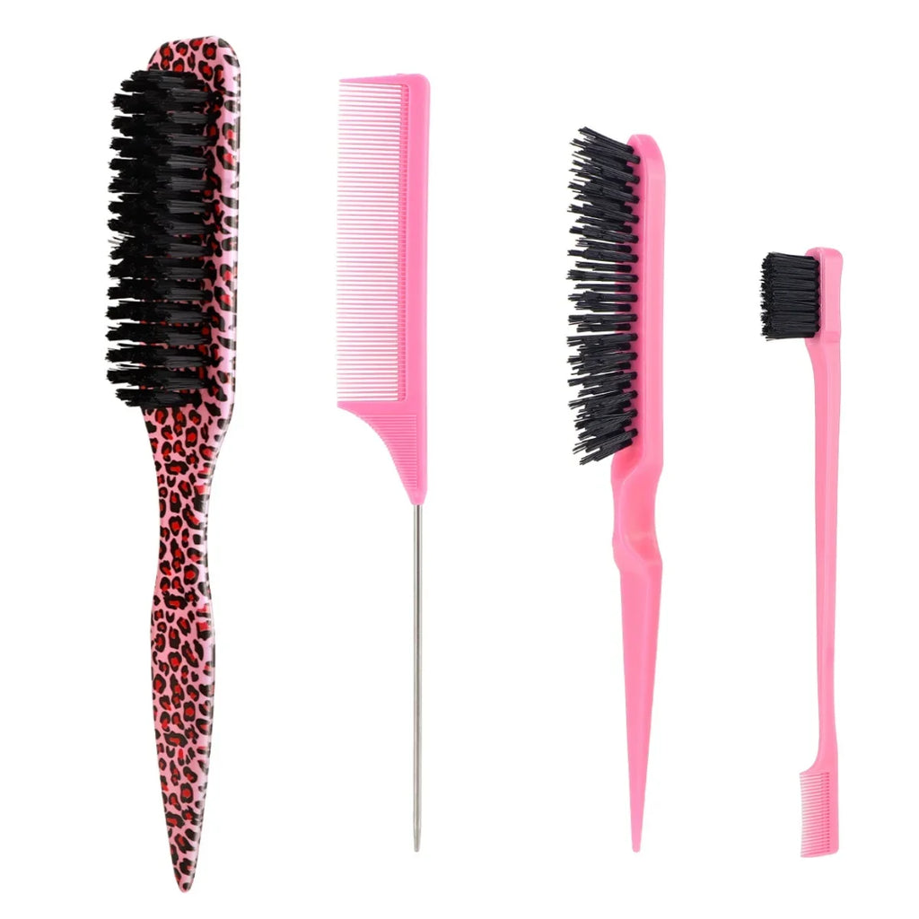 4pc Nylon Bristle Edge Hair Brush Set – Slick Back Styling