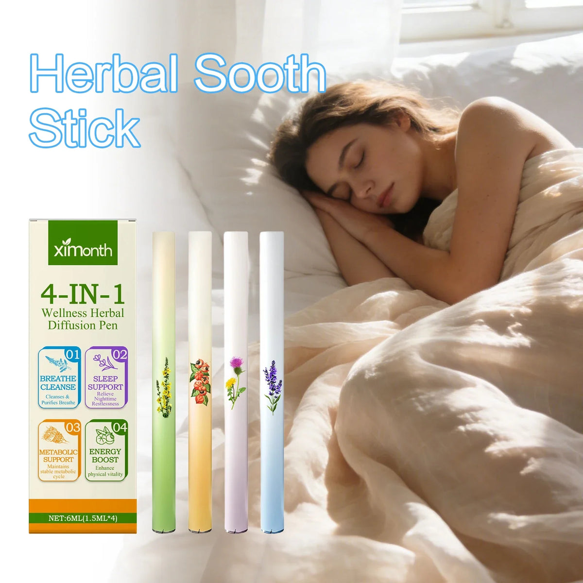 XIMONTH Herbal Aromatherapy Inhaler Stick Set of 4 | Relaxing