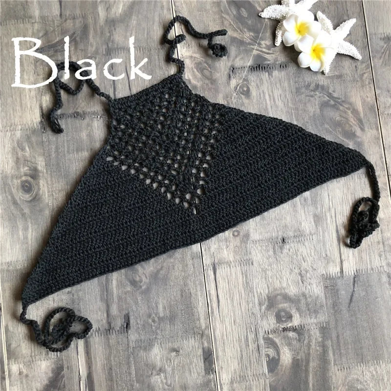 Handmade Crochet Wrap-Neck Bikini Top | Women's Beachwear
