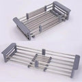Adjustable Stainless Steel Sink Dish Drying Rack & Drain Basket