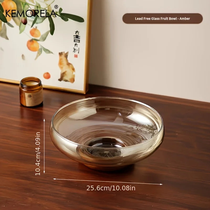KEMORELA Glass Fruit Bowl – Stackable Footed Kitchen Decor