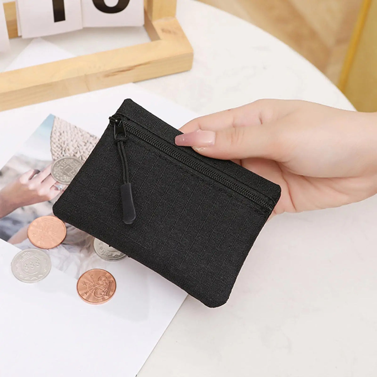 Oxford Cloth Coin Purse – Zipper Wallet for Cards & Keys