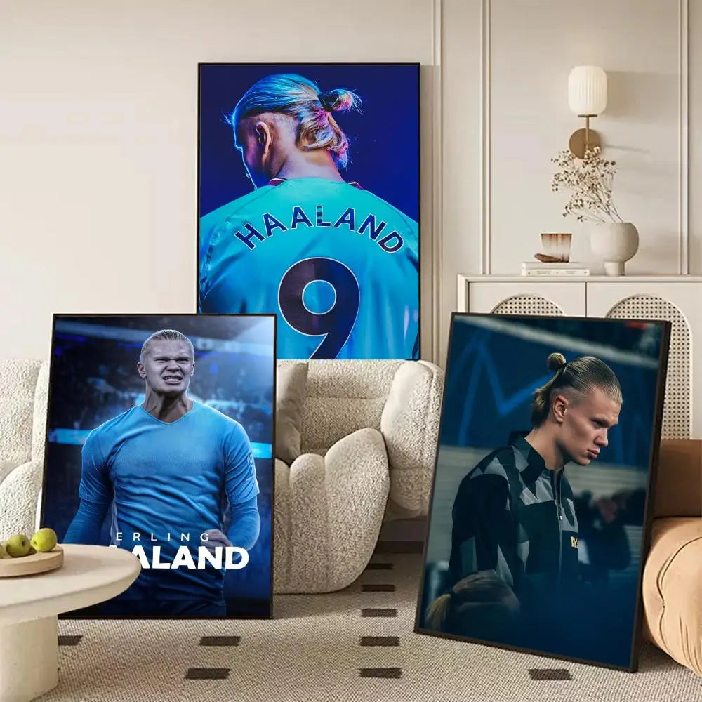 Haaland No.9 Canvas Wall Art – Unframed Football Poster