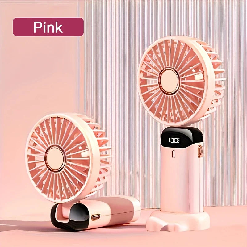 Portable Mini Fan – 6-Speed USB Rechargeable Foldable LED Fan