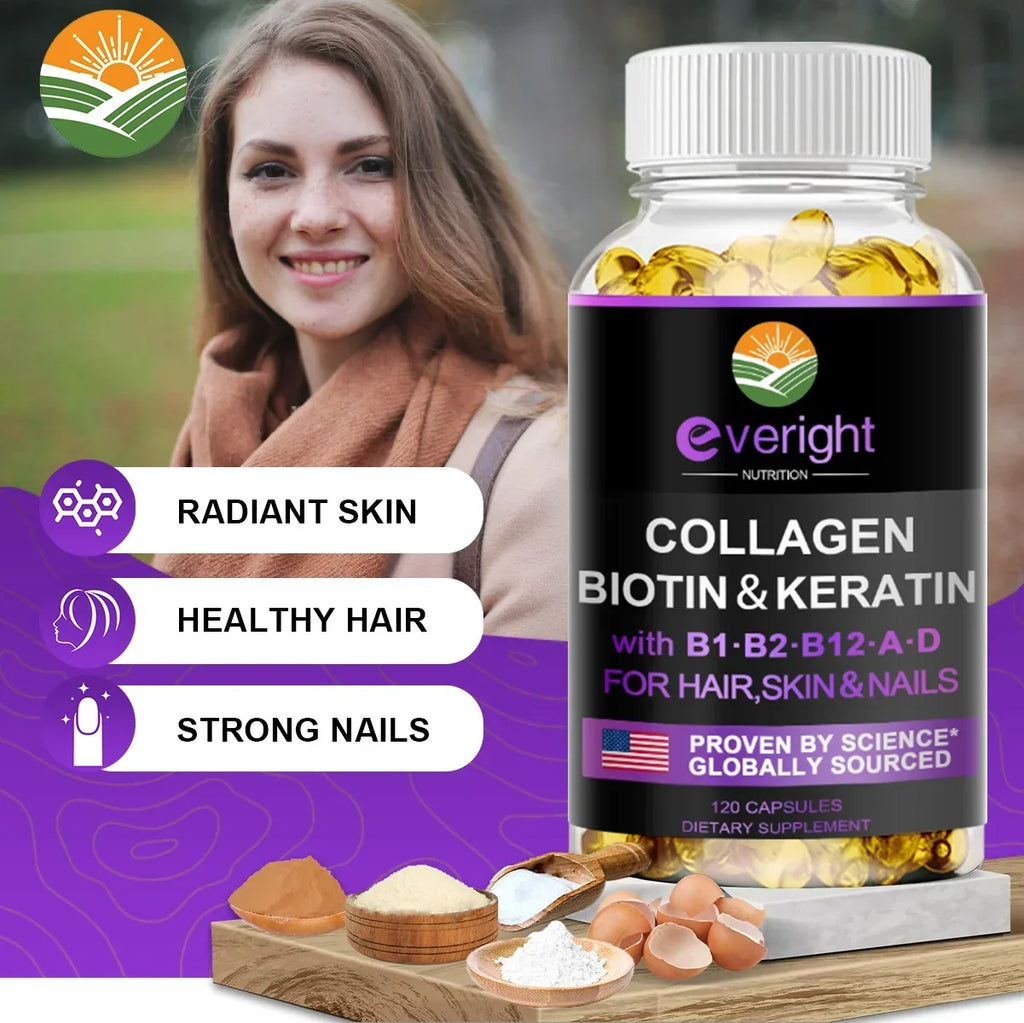 Biotin Collagen Keratin Hair Growth Supplement – Skin & Nails