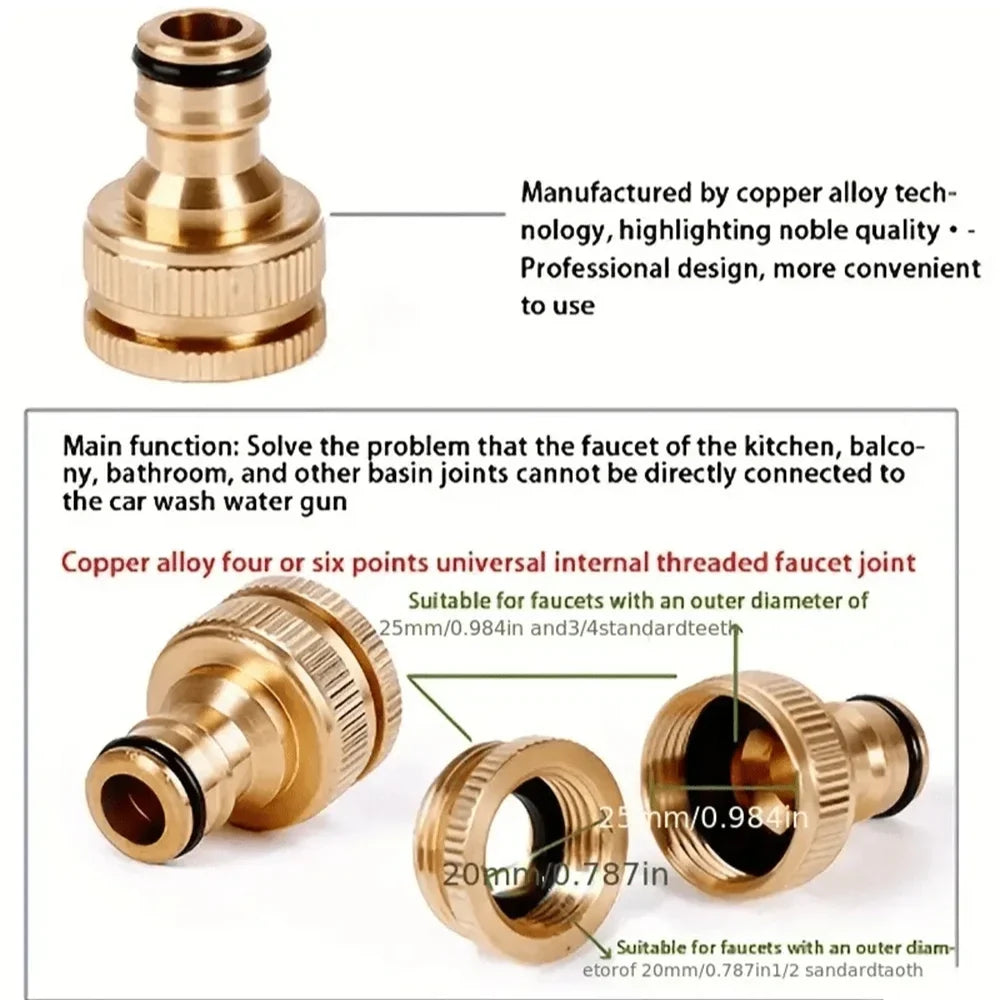 Brass Threaded Pipe Fitting 3/4" & 1/2" Garden Water Connector