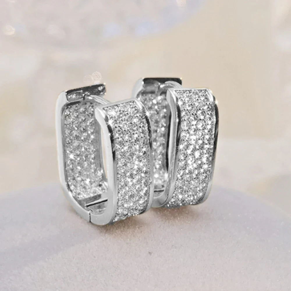 Huitan Women's Cubic Zirconia Hoop Earrings | Sparkling Fashion