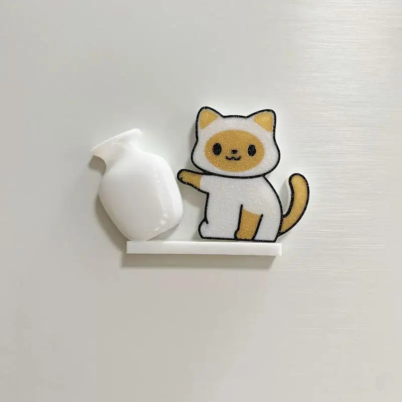 Cat Pushing Vase Refrigerator Magnets Home Decor Fridge Magnet