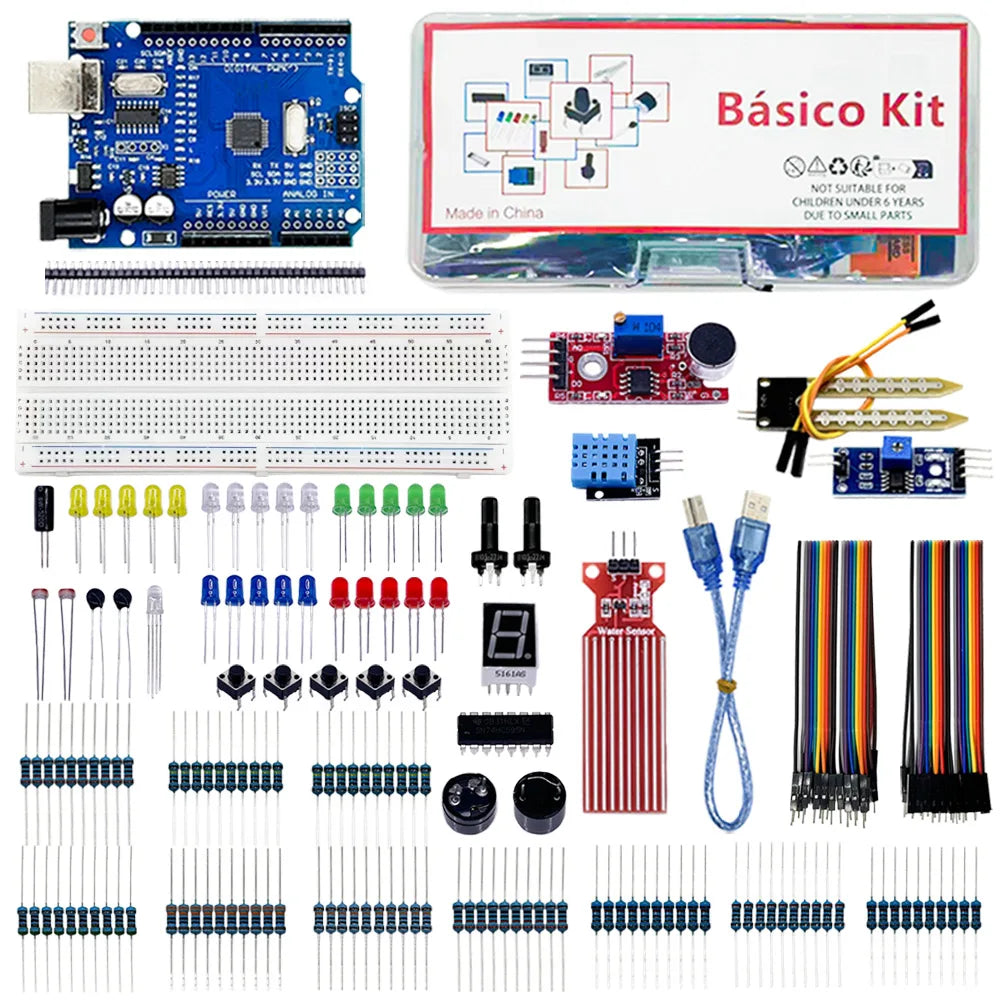 Arduino Uno R3 Starter Kit – Breadboard, Sensors & Components