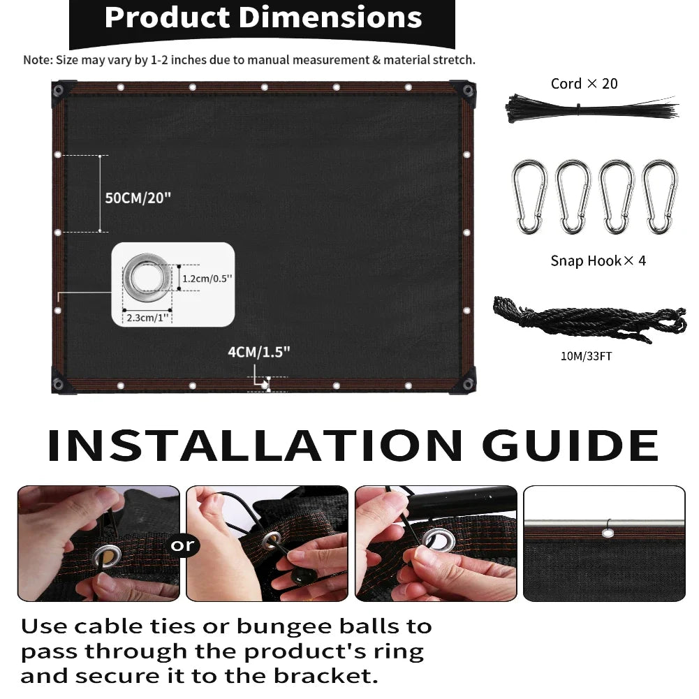 Outdoor Sun Shade Net with Grommets | UV Mesh Tarp Cover