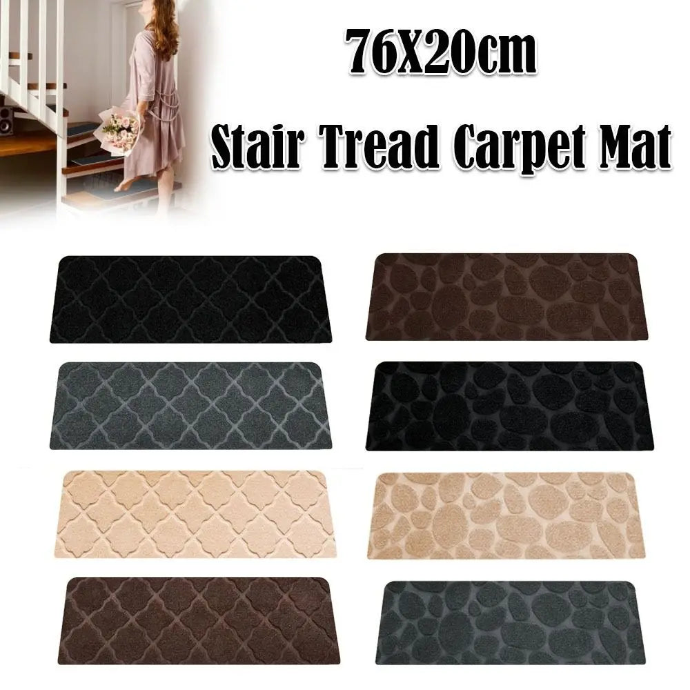 Self-adhesive Staircase Mat Non-slip Soft Stripe Stair Tread Carpet